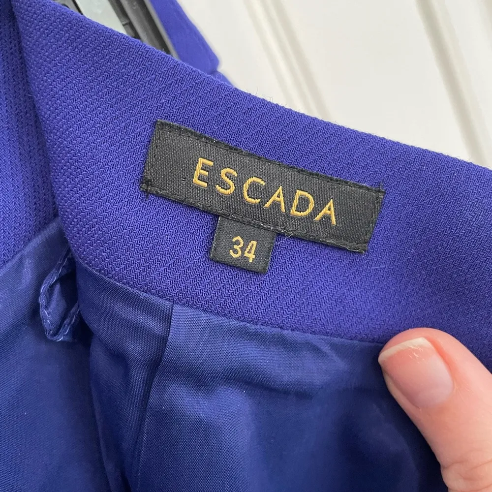 ESCADA Bluebell 3 Piece Skirt Pants Suit Cobalt Blue Rivet Detail Women’s 34 - Image 6