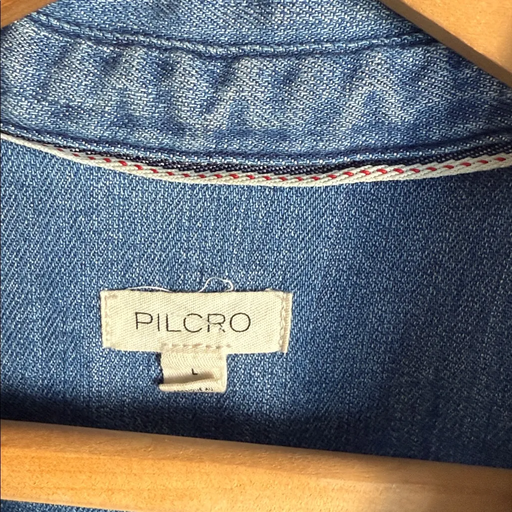 Anthropologie Pilcro Long-Sleeve Denim Micro Mini Shirt Dress Large - Image 7