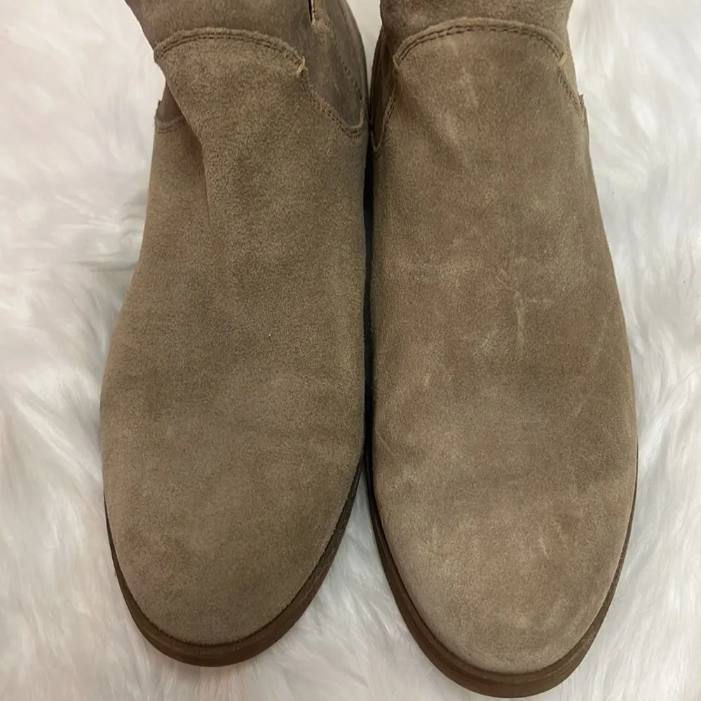 Born Arula F76602 Tan Leather Round Toe Bakc Zip Ankle Booties Size 7 B14B Tan - Image 5