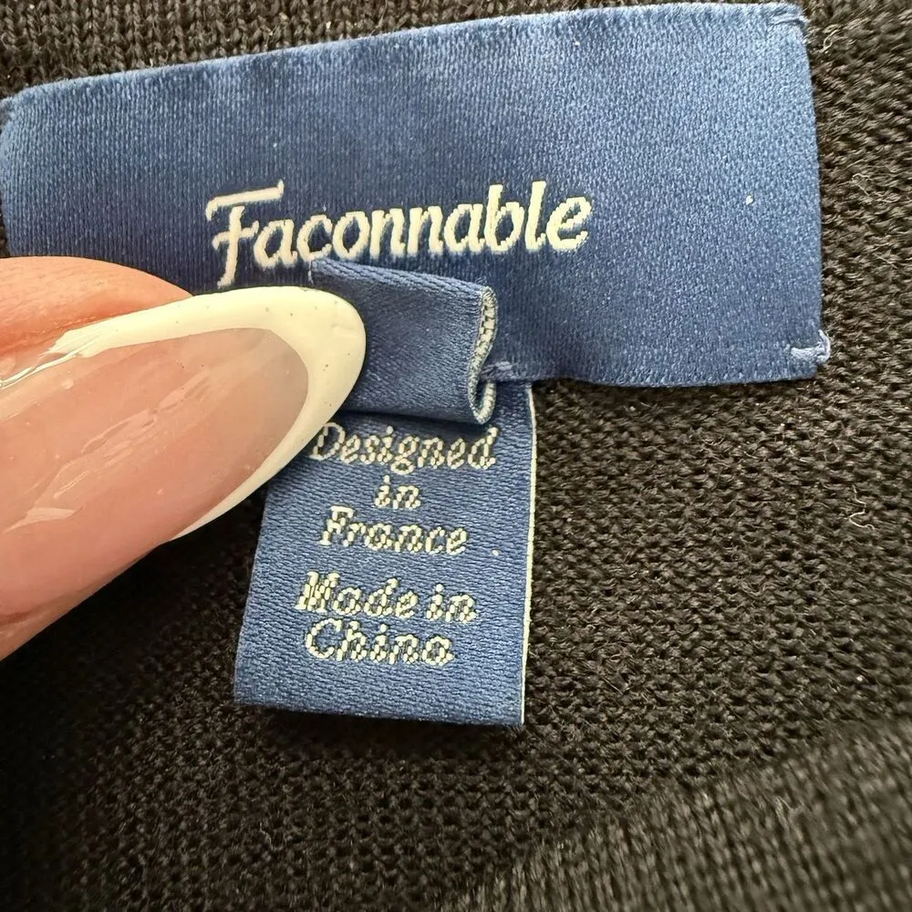 Façonnable wool silk women Long Sleeve Boat Neck Beads Sweater black size s - Image 7