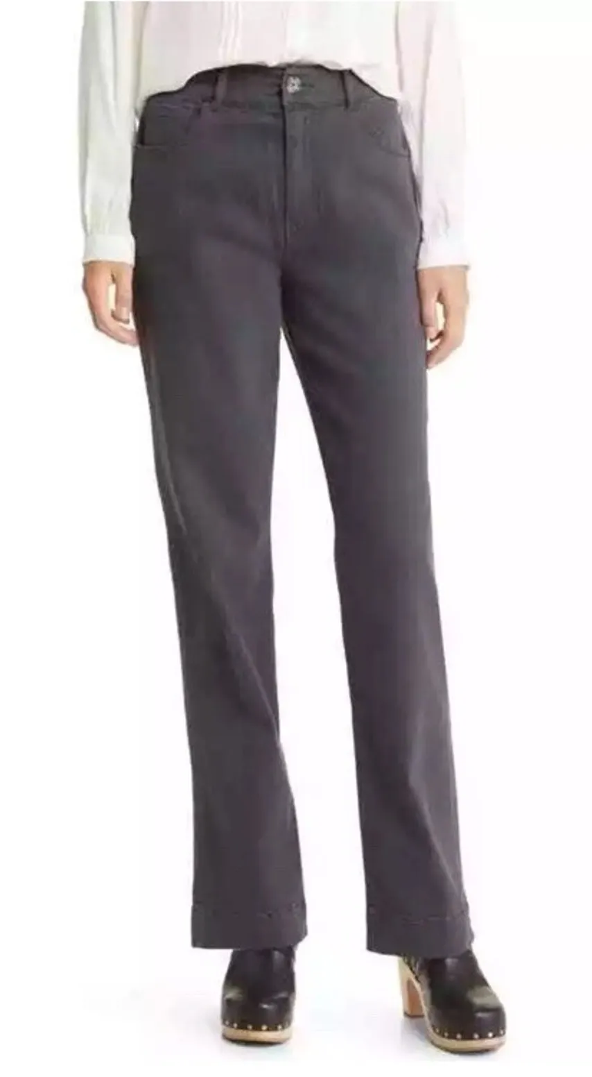 Faherty Endless Gray High Rise Straight Pants 26 NEW Washed Black Organic Cotton - Image 1