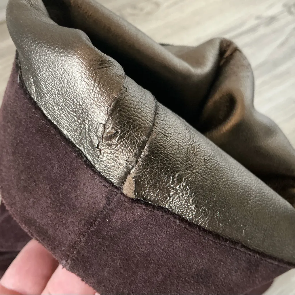 Banana republic brown suede leather platform boots women’s size 9.5 pull-on boot - Image 10