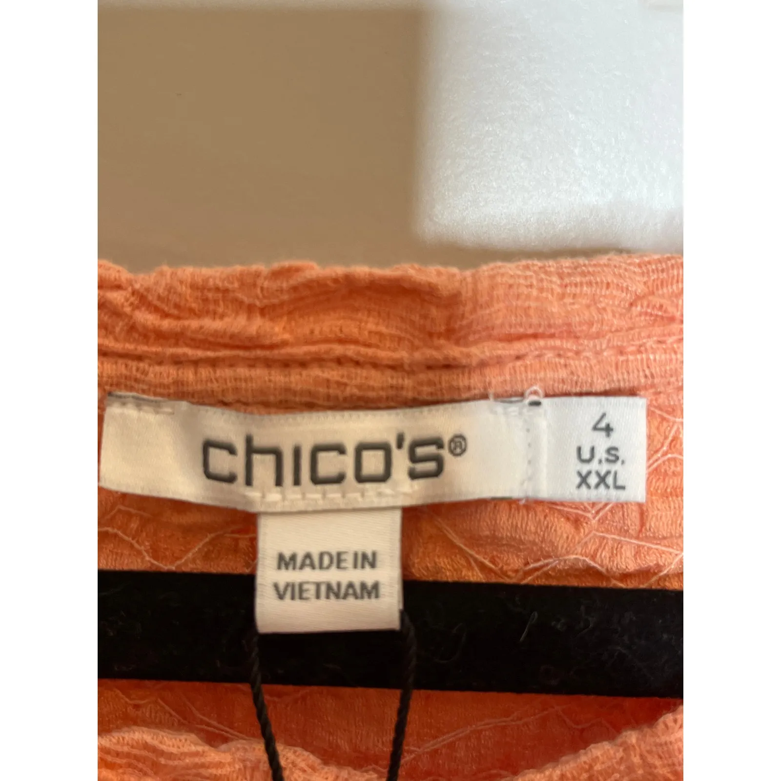 Chicos NEW Plus Size XXL Textured Cap Sleeve Coral Pink Color Shirt Chico Size 4 - Image 7