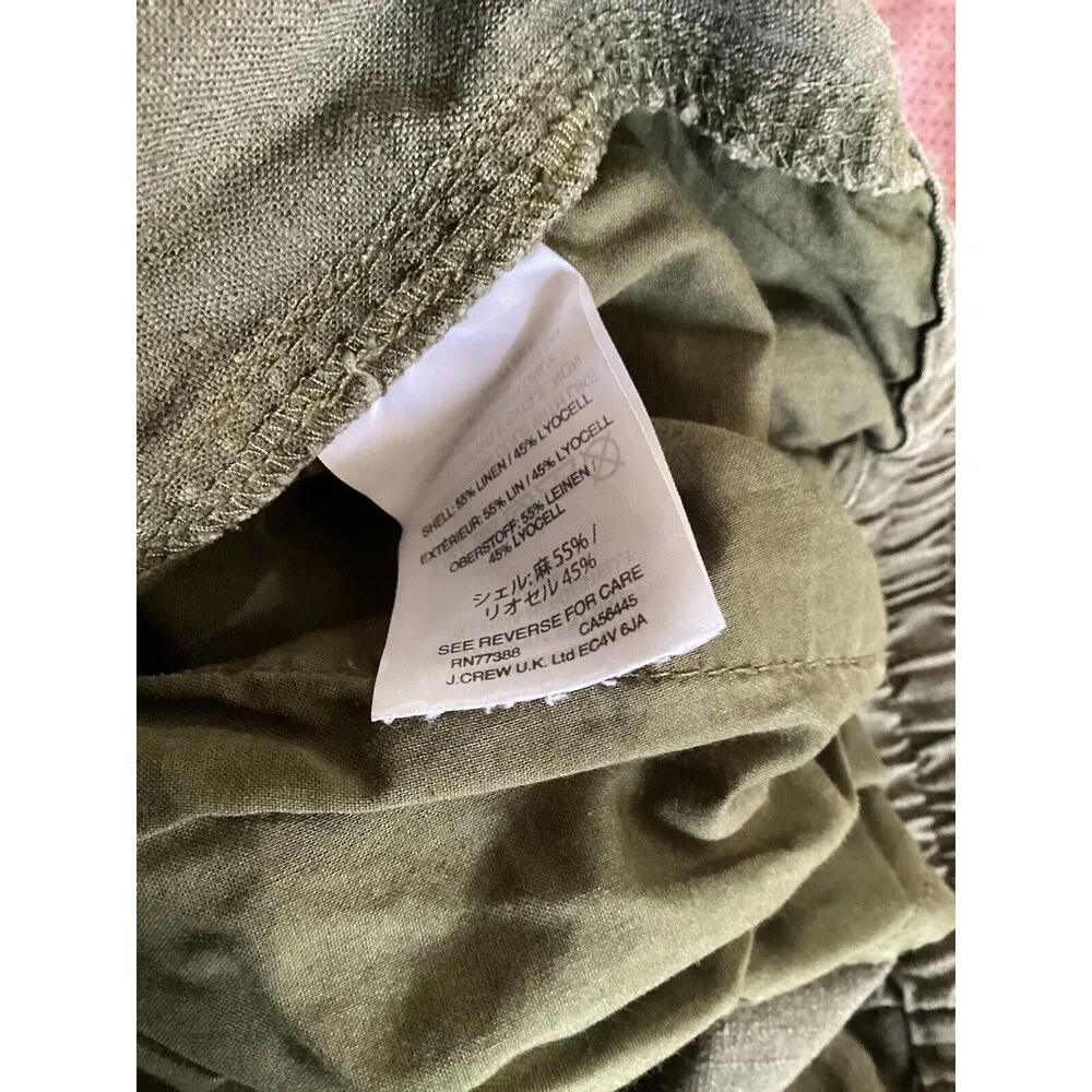 Point Sur Green Linen Blend Elastic Waist Tapered Pants Petite 2 Size 2P - Image 6