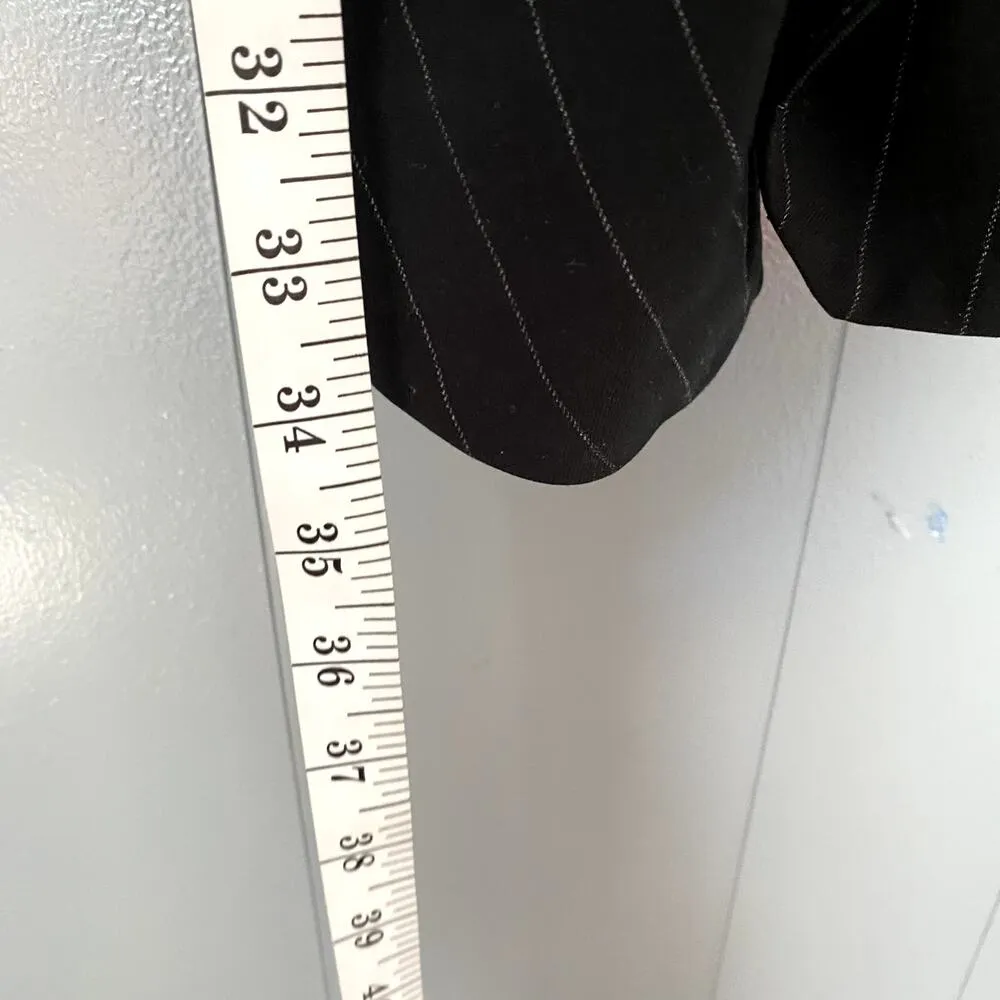 ba&sh Burton Black Pinstripe Long Sleeve Minimalist Elegant Wrap Mini Dress 4 - Image 7