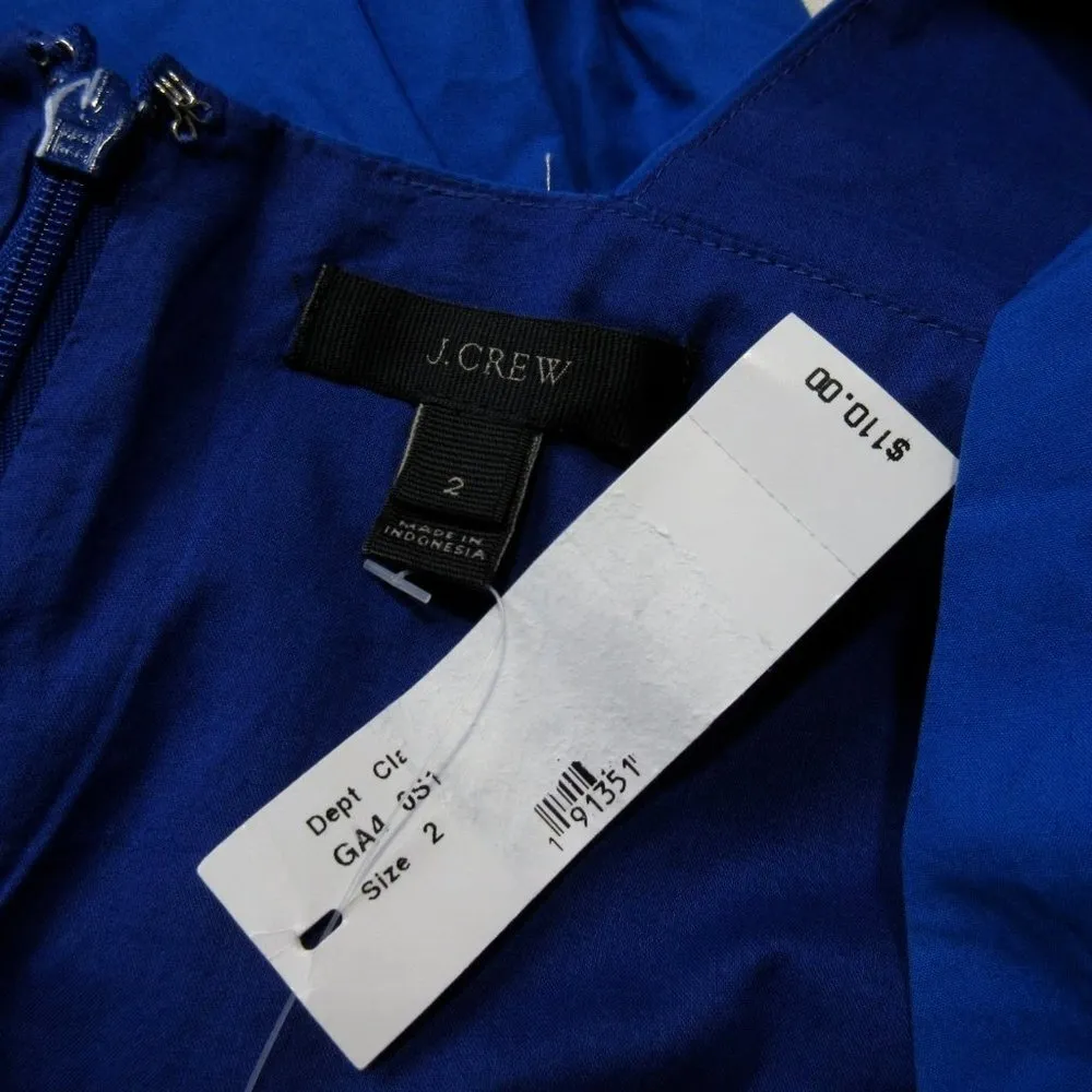 NWT J.Crew A-line Sash Tie Brilliant Sapphire Blue Belted Cotton Dress 2 $110 - Image 3