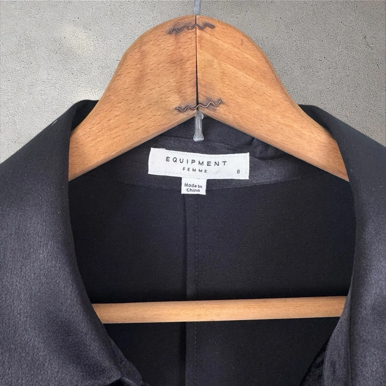 Equipment Femme Carlens Satin Wool‎ Black Jumpsuit Sz 8 Neutral Dressy Career - Image 6