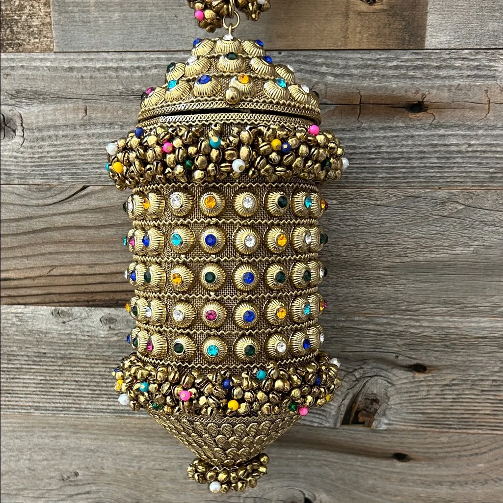 Ramla Bling Bling Handmade Beaded Crystal Bag Brand New! Gold - Image 4