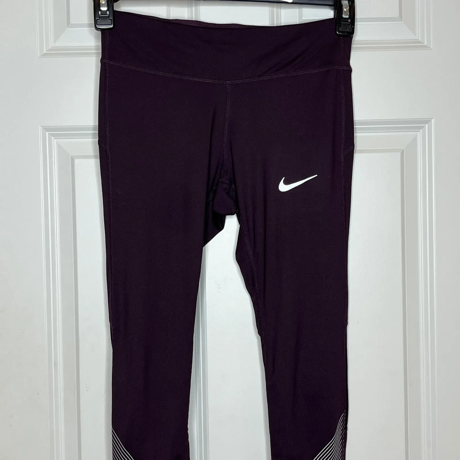 Nike Dri Fit SMALL Womens Leggings Dark Purple Athletic Workout Gym Running - Image 2