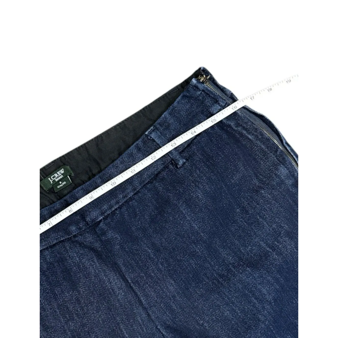 J. Crew City Fit Ankle Zipper‎ Stretch Jeans Womens 8 Blue Dark Wash Preppy - Image 3