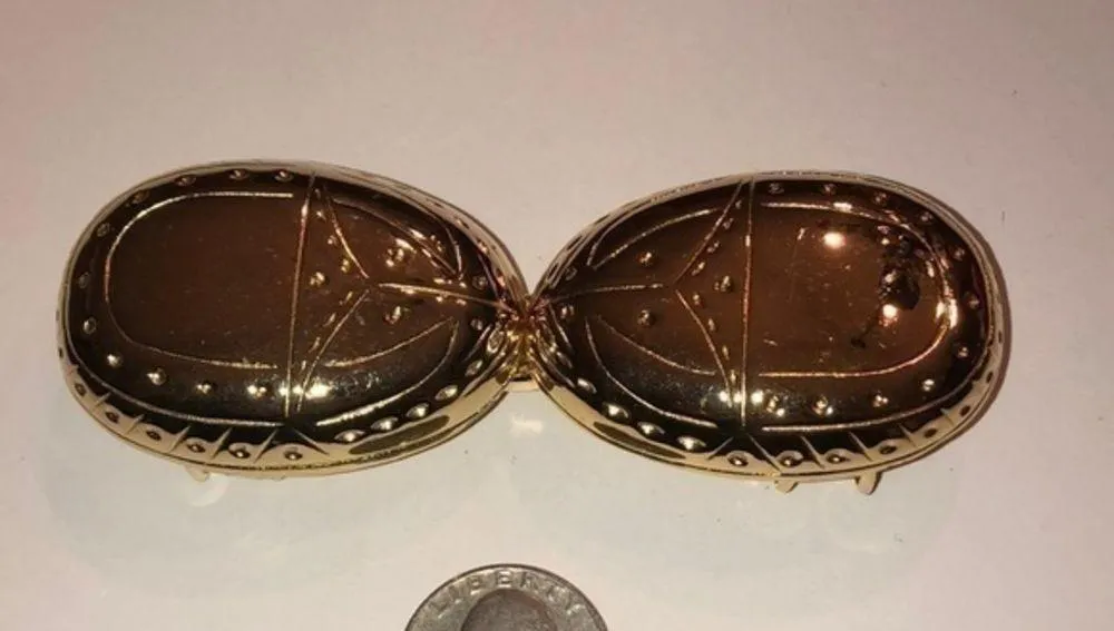 Vintage Signed Gay Boyer Gold Tone Retro Interlocking Belt Buckle - Image 2