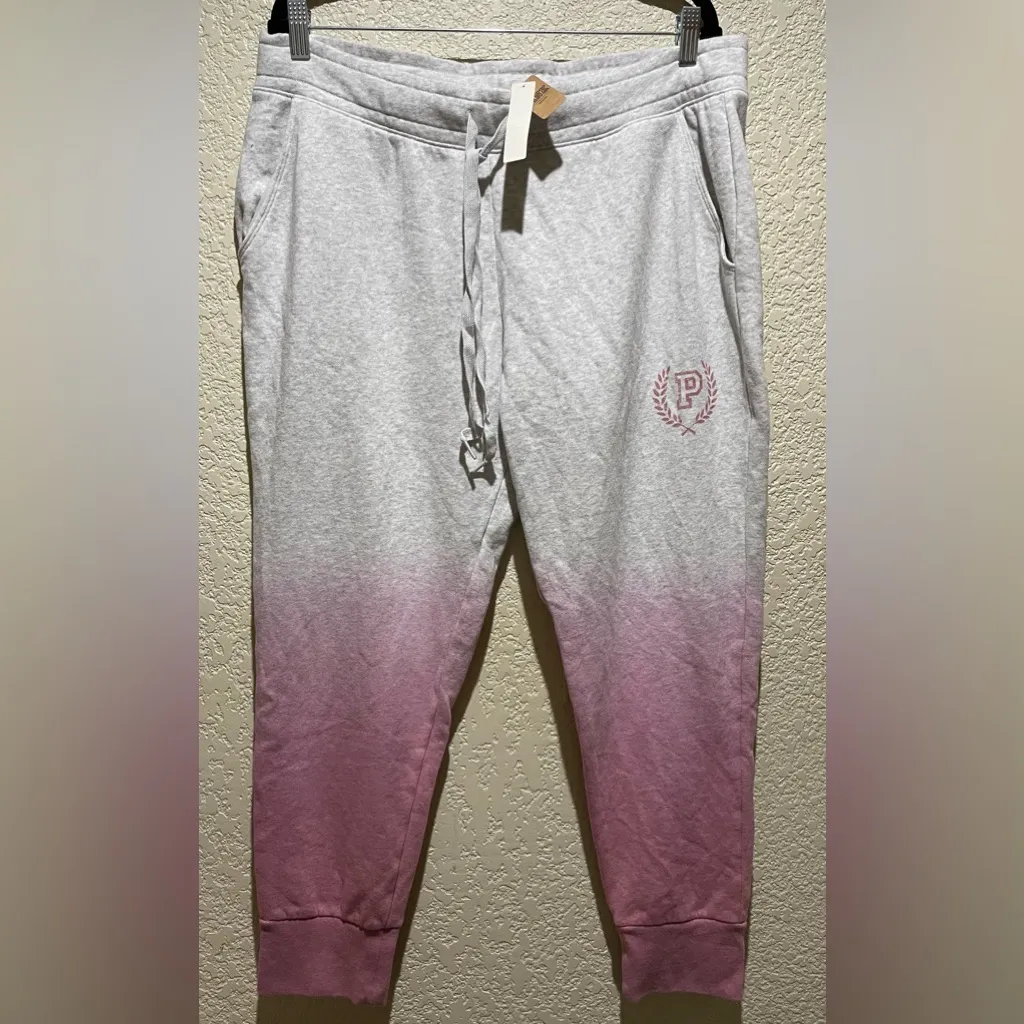 Victoria's Secret Pink NWT Gray and Pink Ombre Joggers With Pockets Size XL - Image 4