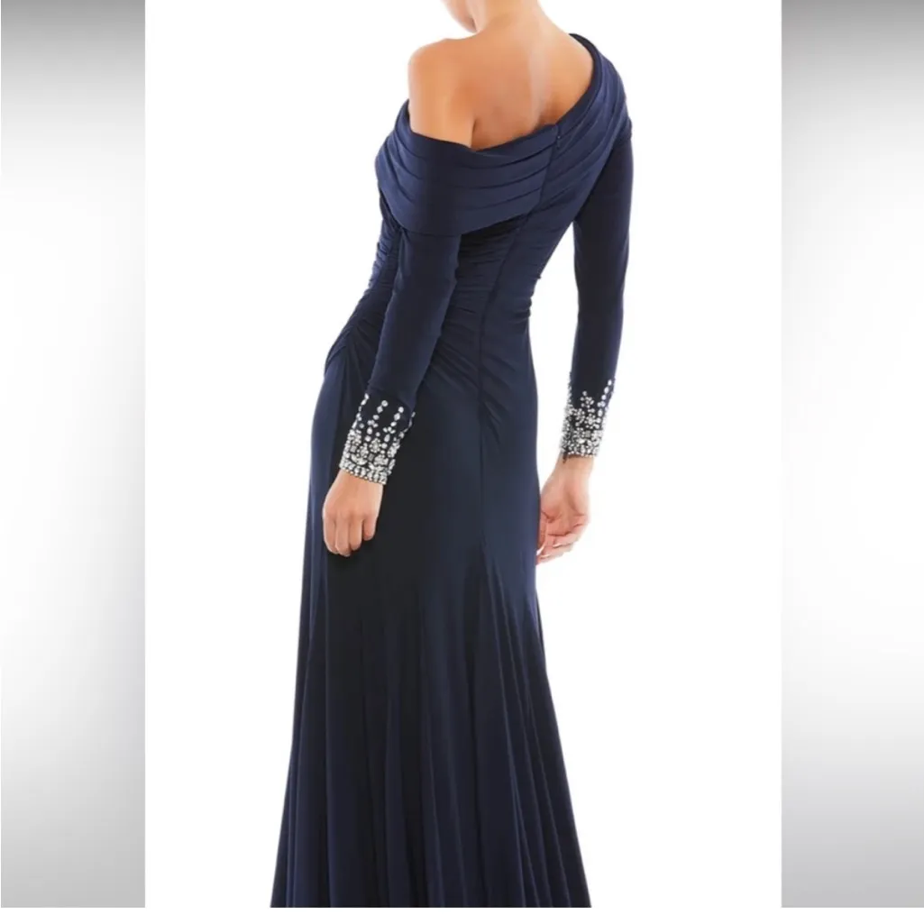BEADED CUFF DROP SHOULDER FAUX Wrap gown - Image 2