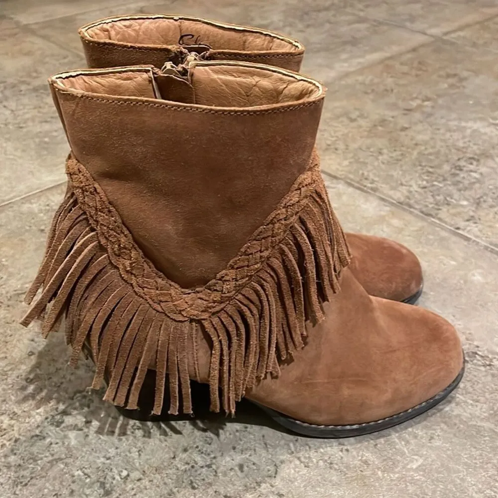 Sbicca Vintage Collection Brown Suede Leather Fringed Ankle Boots Womens Size 7 - Image 5