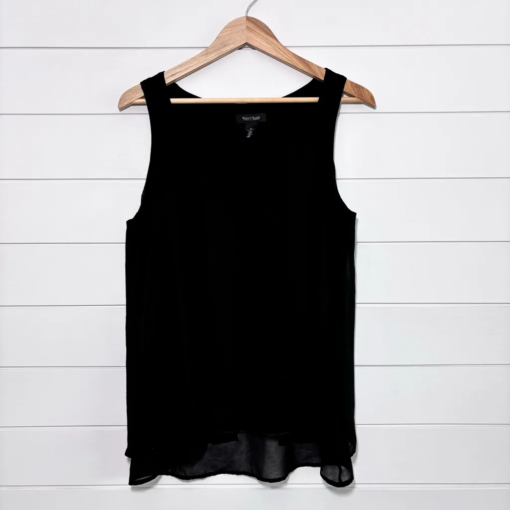 WHITE‎ HOUSE BLACK MARKET Women's Tank Top High Low Hem Black Size M - Image 4