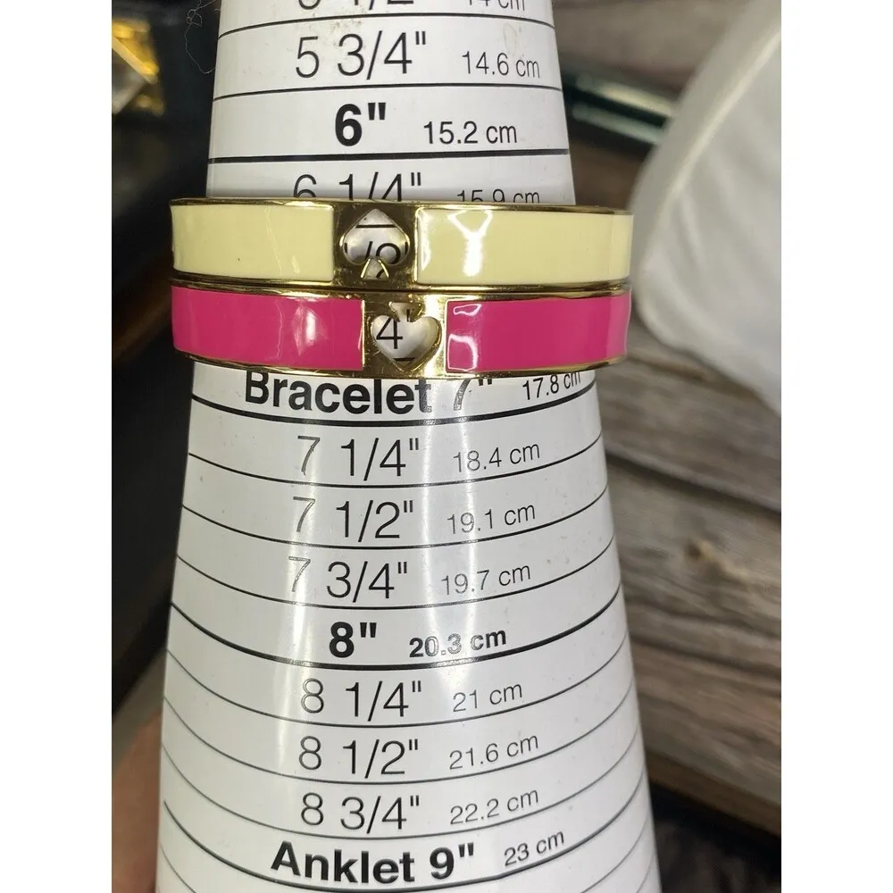 Kate Spade New York LOT 2 Bracelets Enamel PINK & WHITE Spade Cutout+ KS Dustbag - Image 6