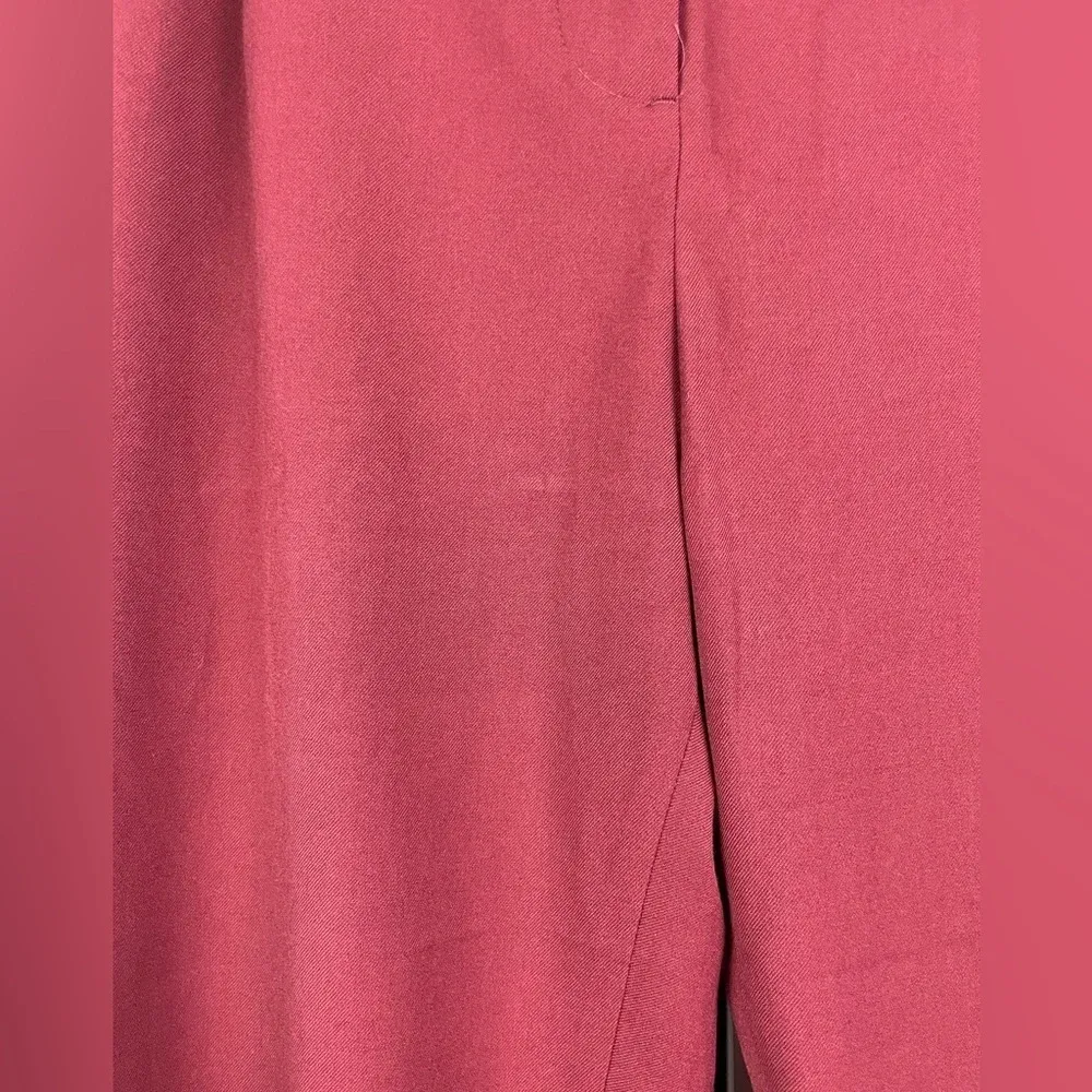 & Other Stories Burgundy Red Tapered‎ Ankle Zip Pleated Wool Blend Pants - Image 4