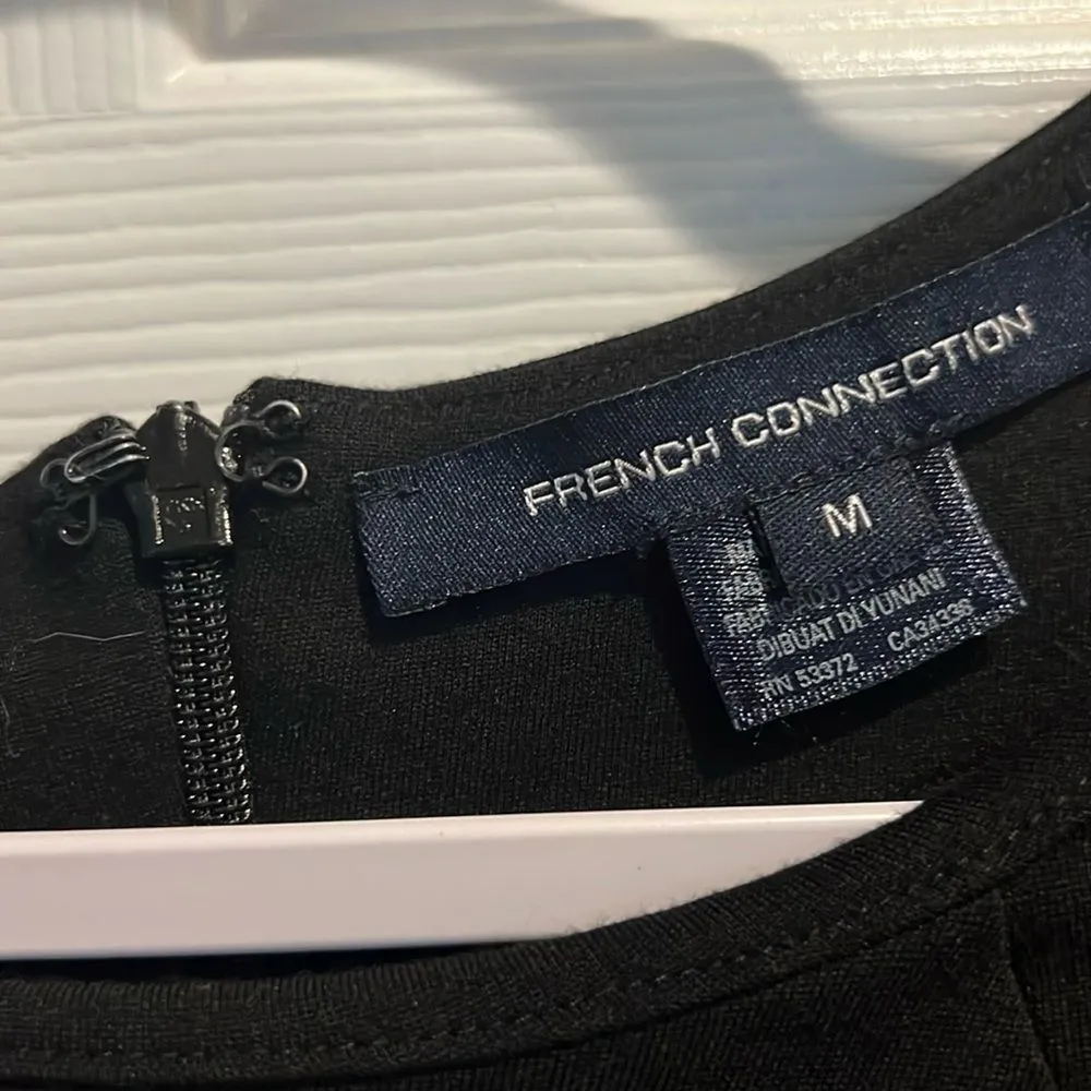 French Connection Black Long Sleeve Peplum Top Size Medium - Image 3