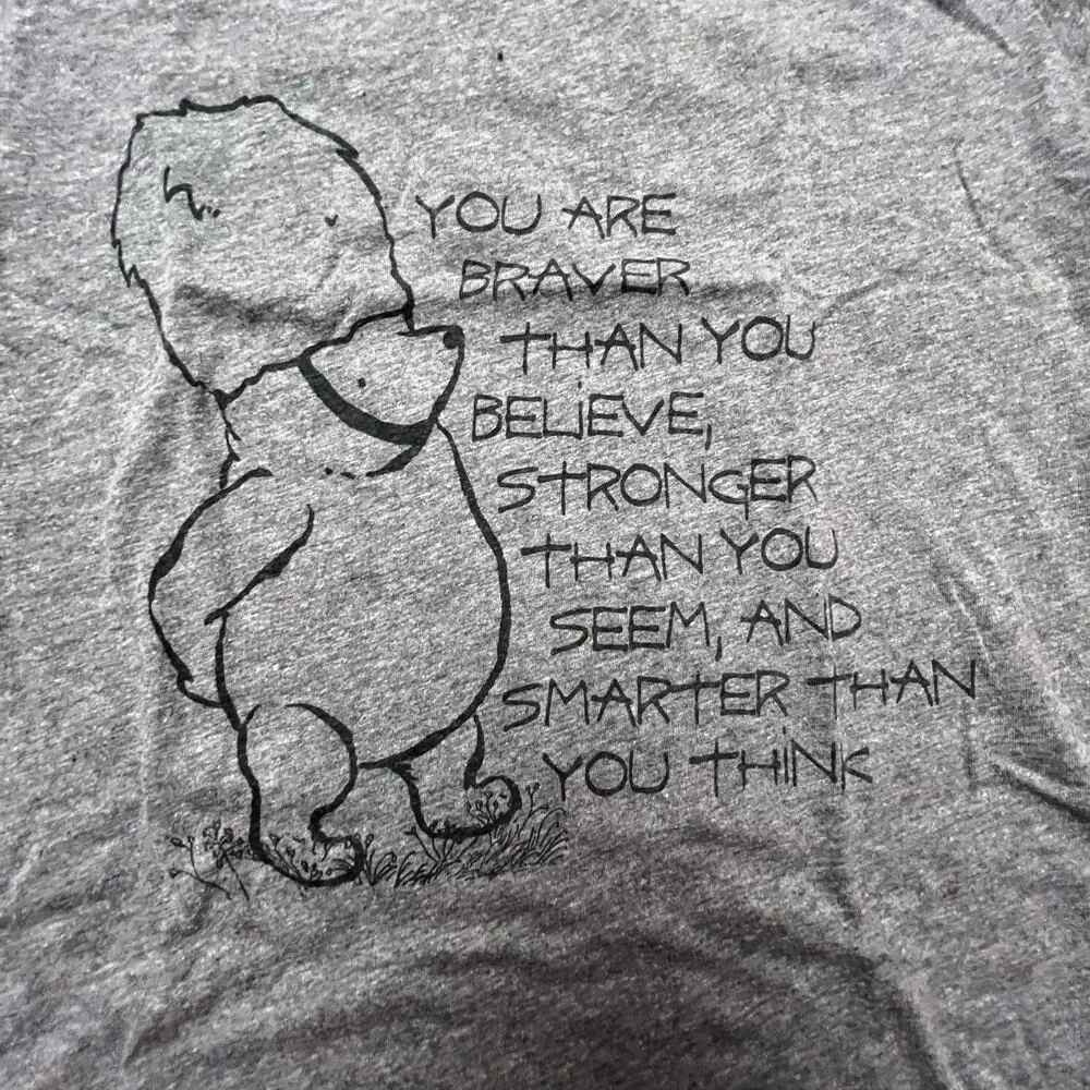 Disney Winnie The Pooh Original T-Shirt You Are Braver Than You Think Small Gray - Image 5