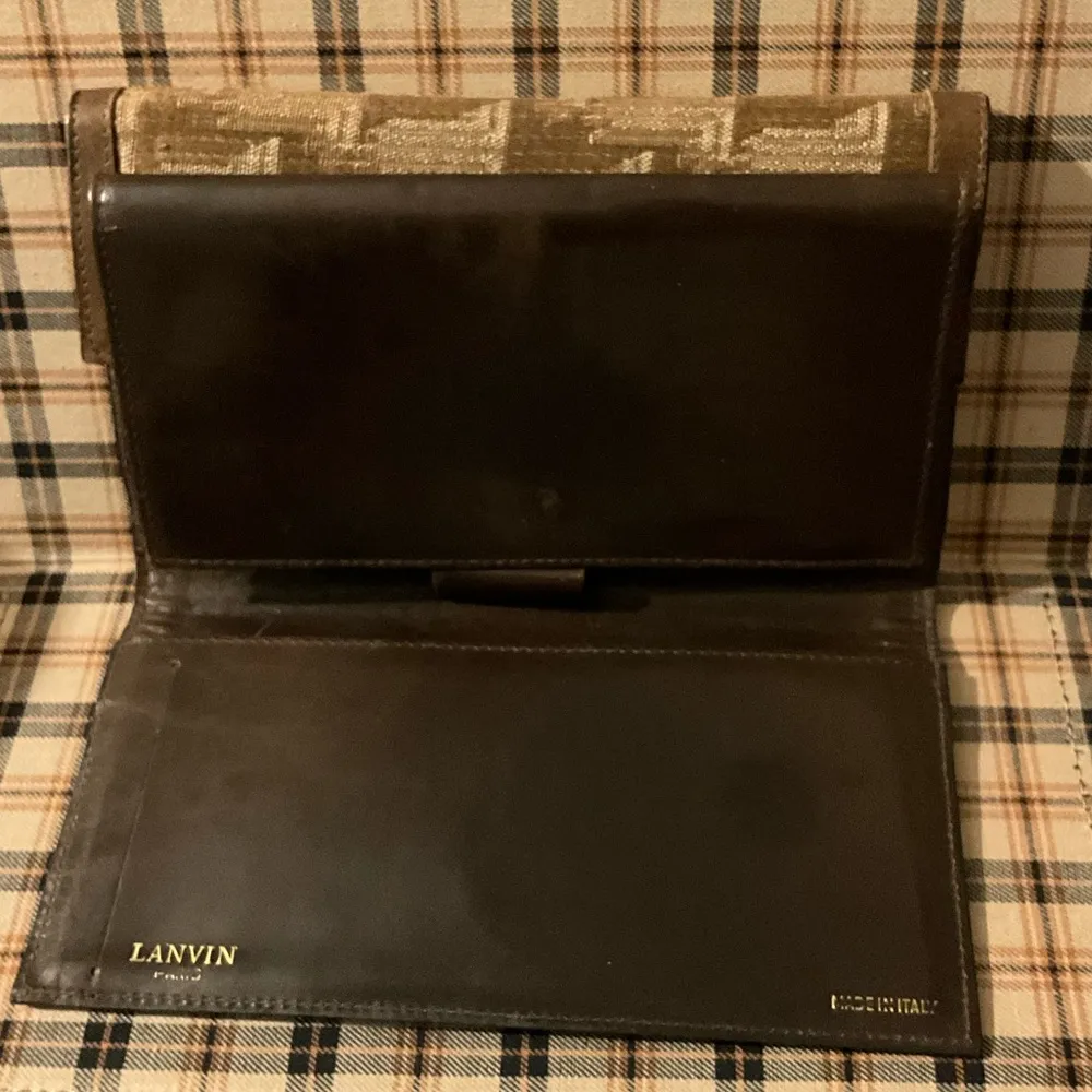 A Vintage Brown Rare Leather Kisslock Snap Lanvin Paris Wallet - Image 5