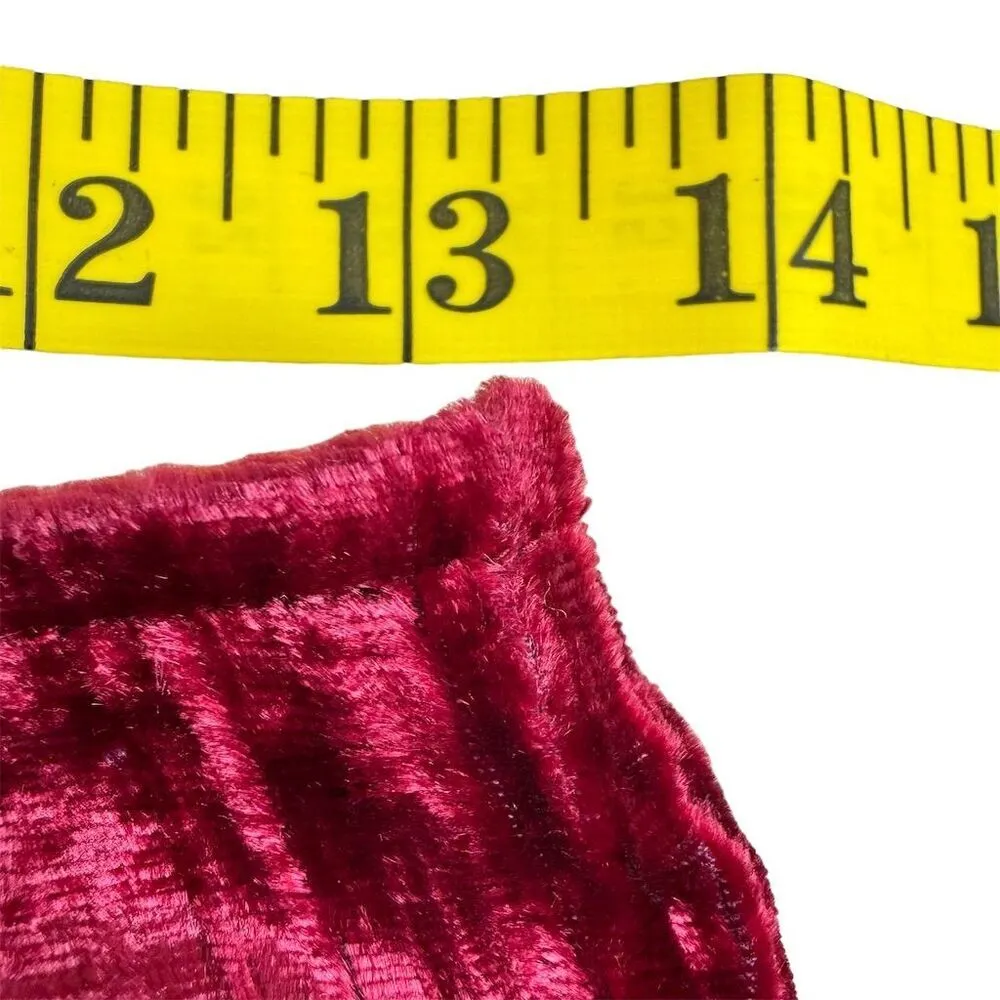 Vintage  Women's Crushed Velvet Mini Skirt Burgundy Size 29 - Image 5