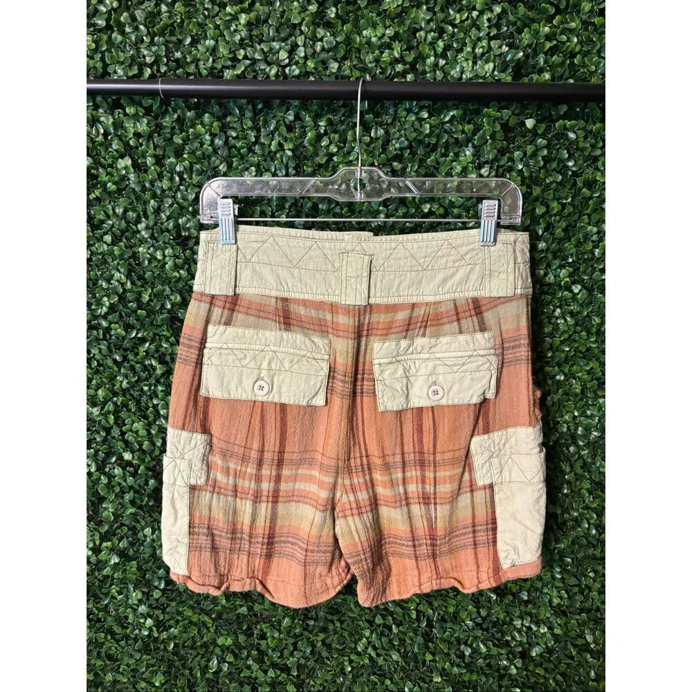 Free People High Rise Plaid Gauzy Shorts Sz 2 - Image 2