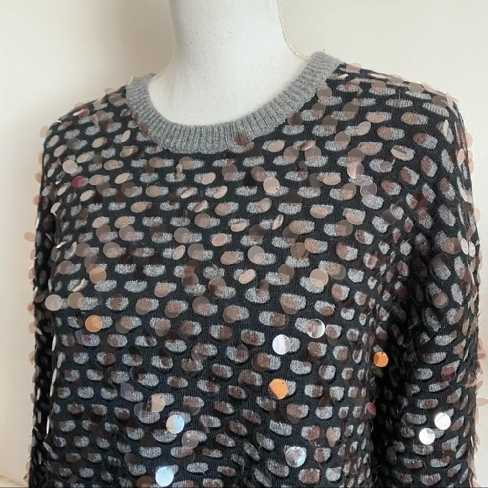 Cedric Charlier • Paris Designer Sequin Black Grey Wool Sweater Size 14 - Image 5