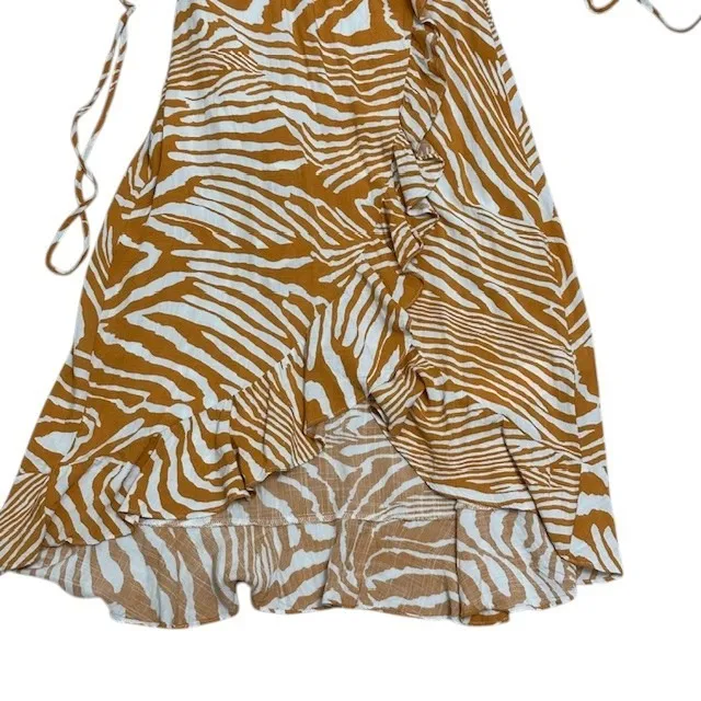 Revolve‎ MINKPINK Zebra Print Wrap Dress Ruffle High Low V Neck Sleeveless Sz Sm - Image 10