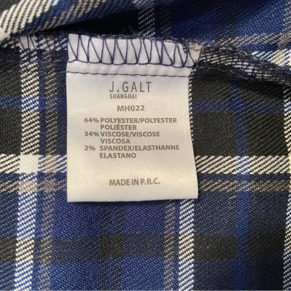 Brandy Melville, Blue Plaid Skirt, Double Vents in‎ Front, zipper, O/S - Image 3