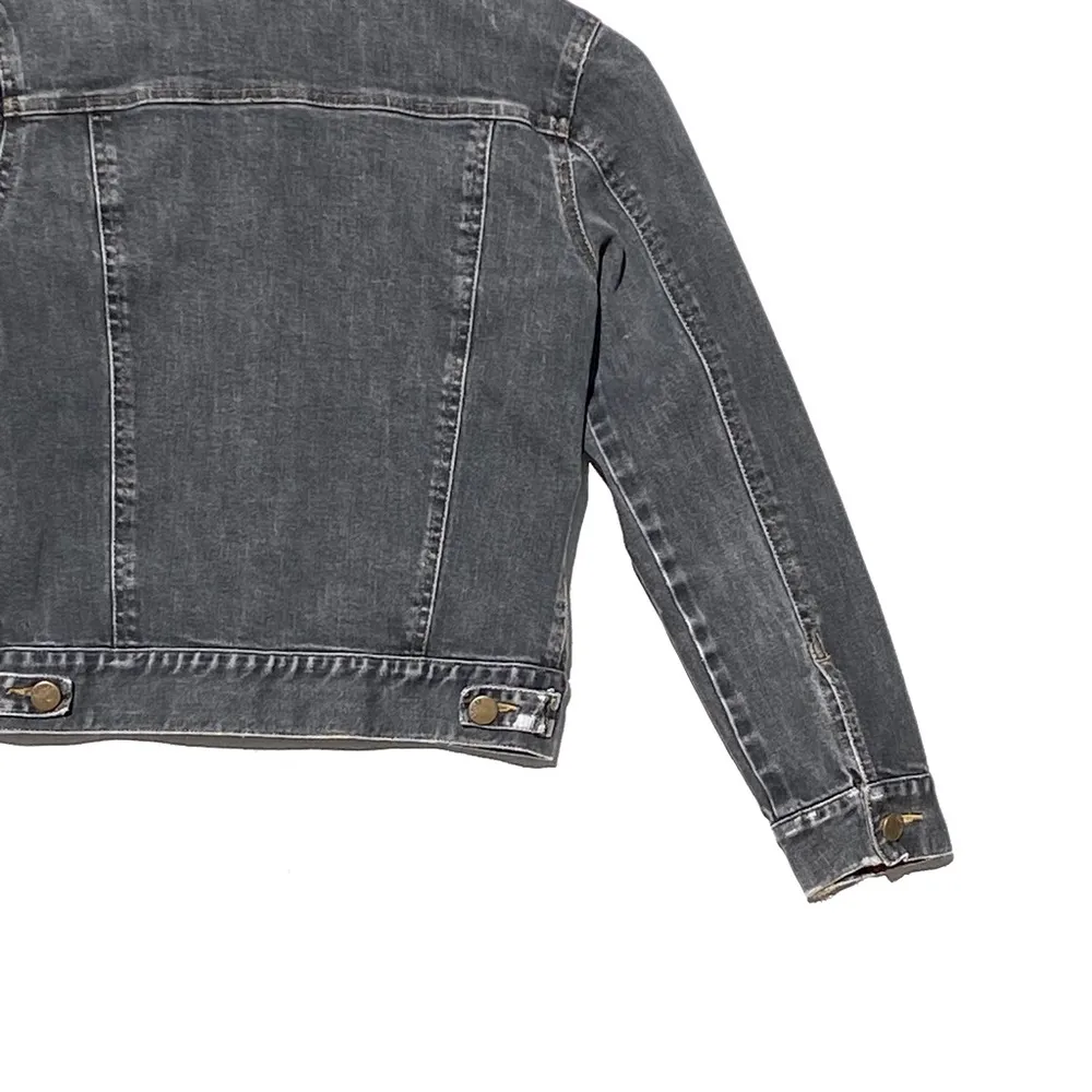 THEORY Women’s Black Wash Denim Trucker Jacket Size 2 - Image 6