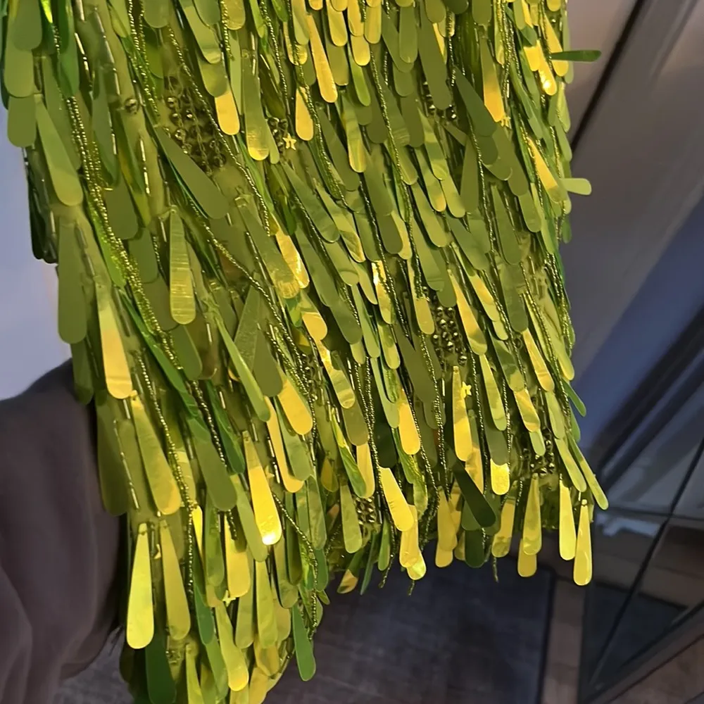 Neon Lime Green Party Dress Size 2 - Image 9