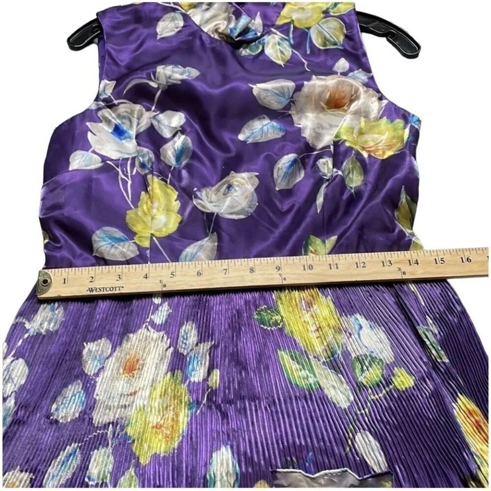 Flor Et.al High neck tiered liquid floral organza dress size 10 New Purple - Image 9