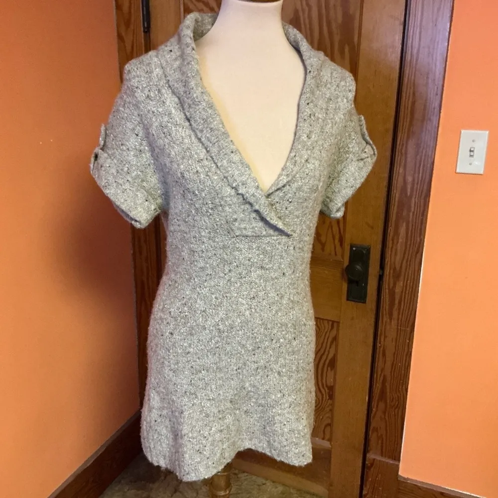 Y2K Xhilaration Knit Sweater Top | Cowl Neck Short Sleeve Tan Size M - Image 12