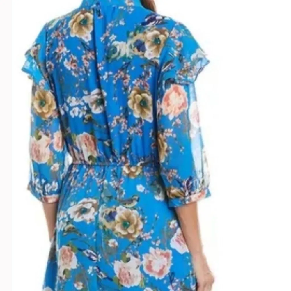 Walter Baker Blue Floral 3/4 Sleeve Dress Sz 2 NEW - Image 3
