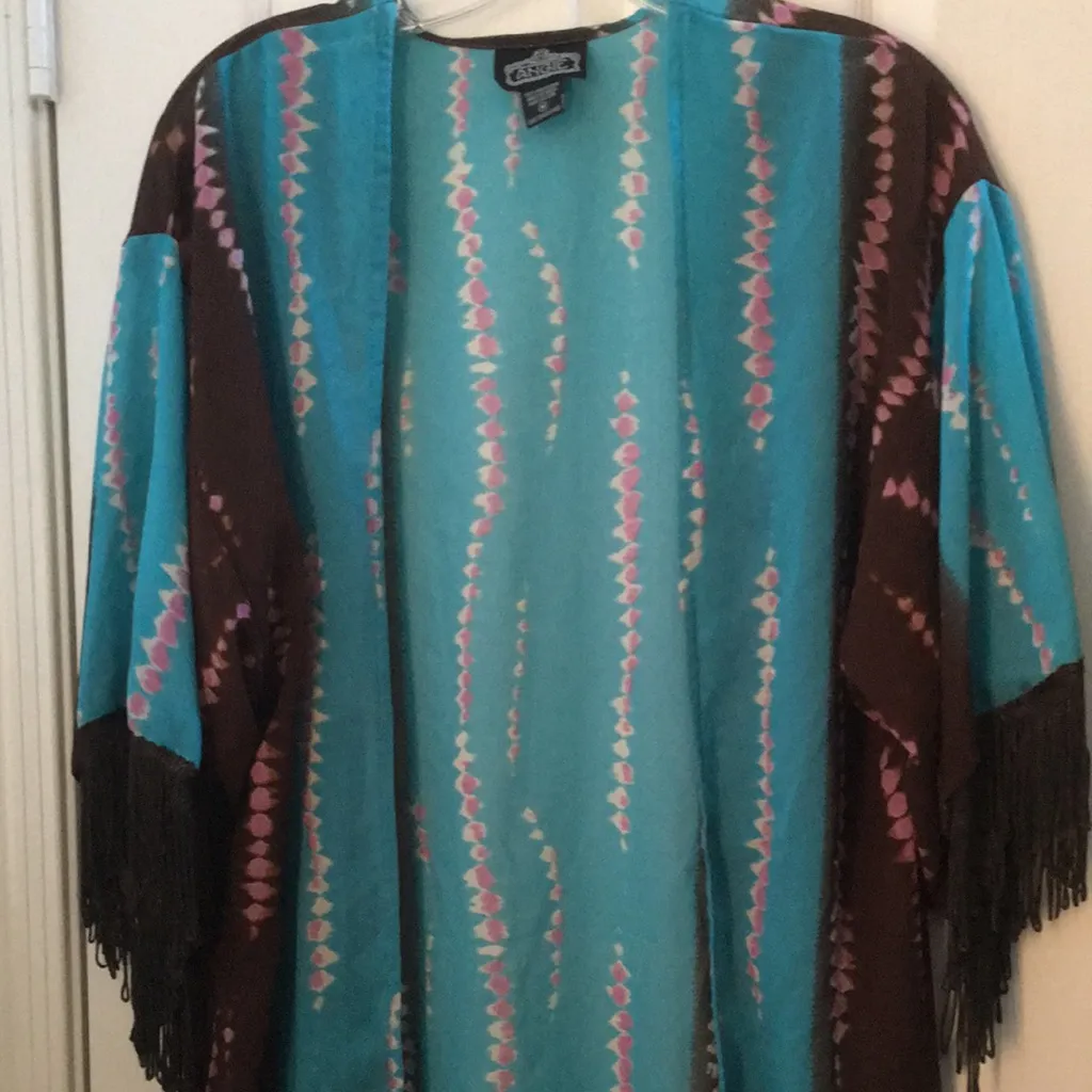 Angie FINAL MARKDOWN Ladies’  Sheer Fringed Open-front Top (M) - Image 2