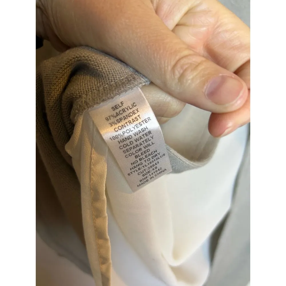 Lulus XS Womens Sweater Grey Boho Open Back with White Knit - Image 9