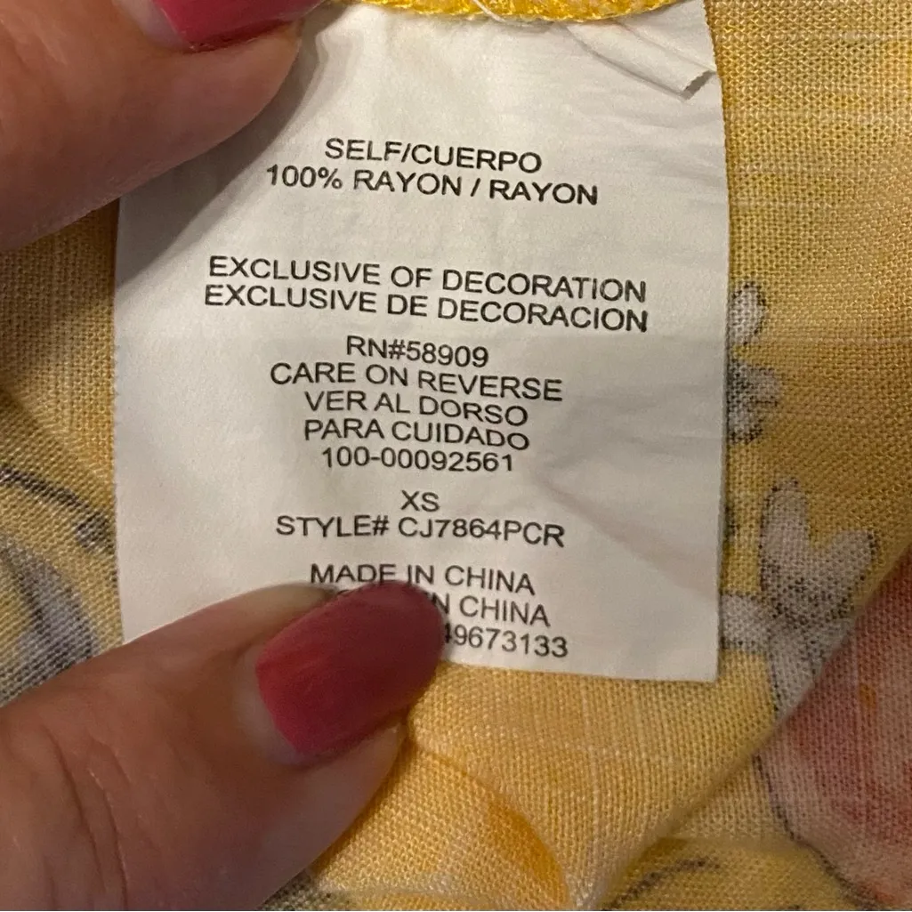 Copper Key Babydoll‎ Yellow Mini Dress Peaches Adjustable Straps XS Cottage Farm - Image 7