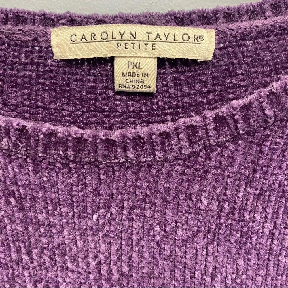 Carolyn Taylor Purple Striped Crew Neck Sweater - Image 2