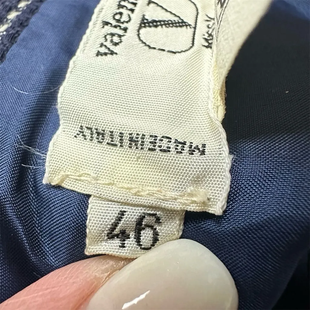 Valentino Miss V Vintage Women's Blue Pinstripe Midi Pencil Skirt Size 46/Large - Image 7