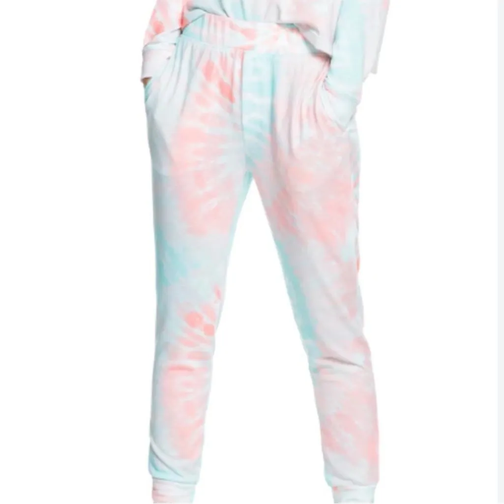 Roxy Current Mood Tie Dye Joggers Sweatpants NWT Medium‎ Pink - Image 2
