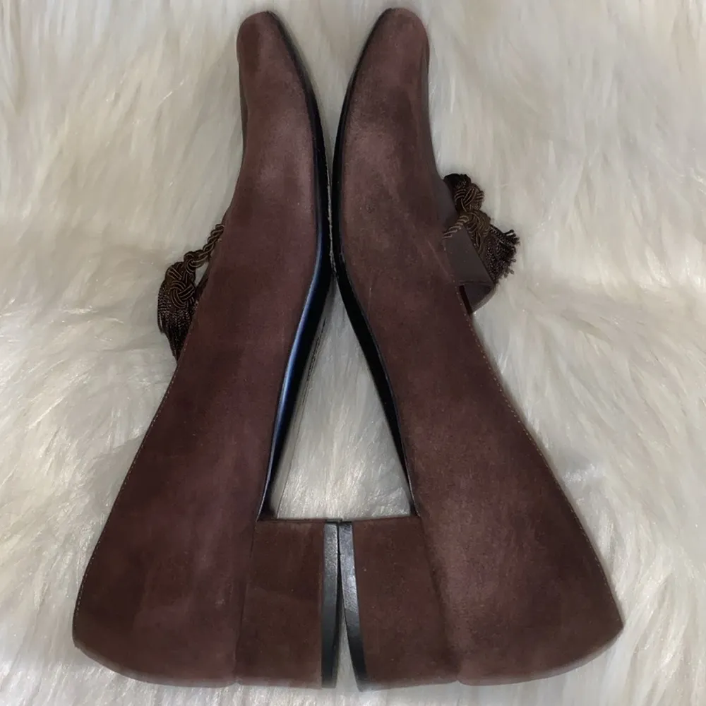 Salvatore Ferragamo Shoes Women’s Size 8.5 B Suede Tassel Loafer Heels Pumps - Image 7