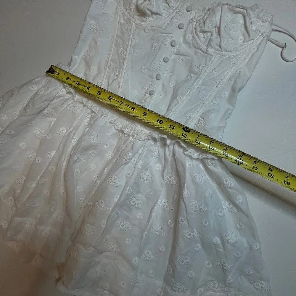 For Love & Lemons Marlowe Eyelet Corset Bustier Mini Dress White SZ M Revolve - Image 9