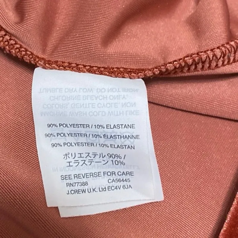 Madewell Women's Orange Velvet Velour Mock Neck Short Sleeve Blouse Top Size S - Image 4