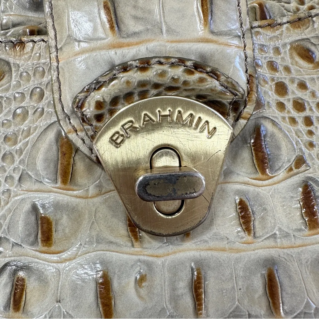 Brahmin Melbourne Collete Croco Embossed Satchel Shoulder Tote Bag - Image 13