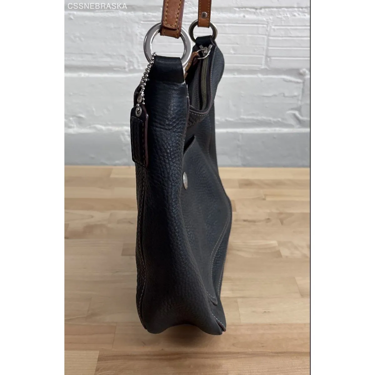 Coach Black 8E98 Chelsea Pebbled Leather Zipper Hobo Shoulder Bag - Size M - Image 4