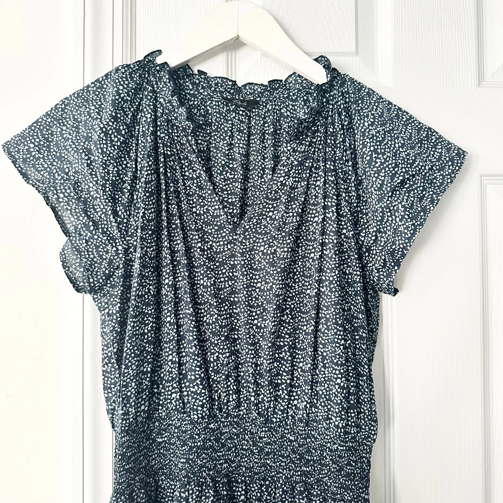 Rails Amelia Navy Blue White Floral Midnight Dahlia Midi Tiered Skirt Dress XS - Image 6