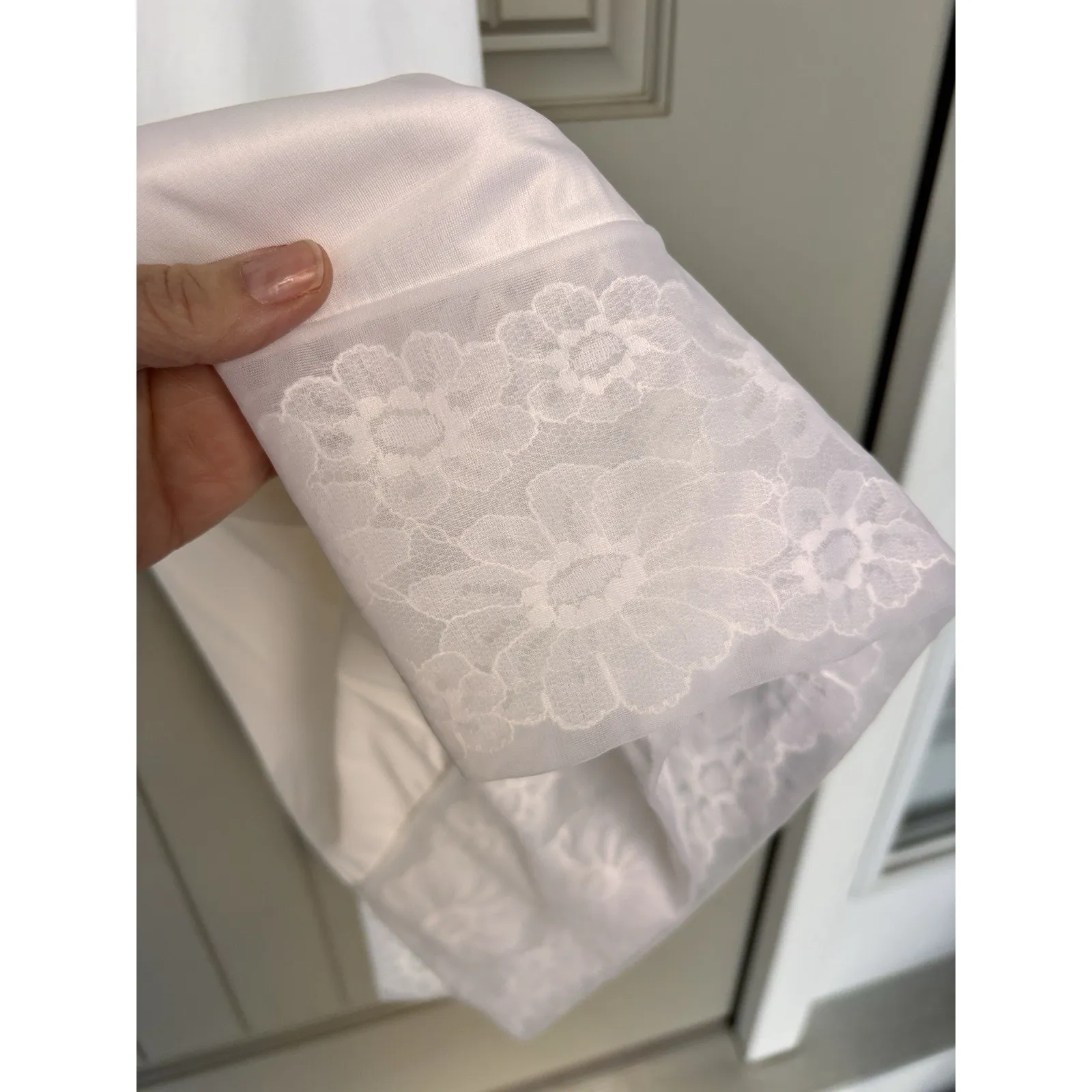 Vintage VANITY FAIR Lingerie Slip 100% Nylon Antron 36" Dupont USA White Lace - Image 4