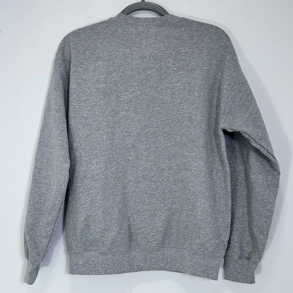 Embroidered Bookworm Read More Boooks Spooky Ghost Book Grey Crewneck Sweatshirt - Image 2