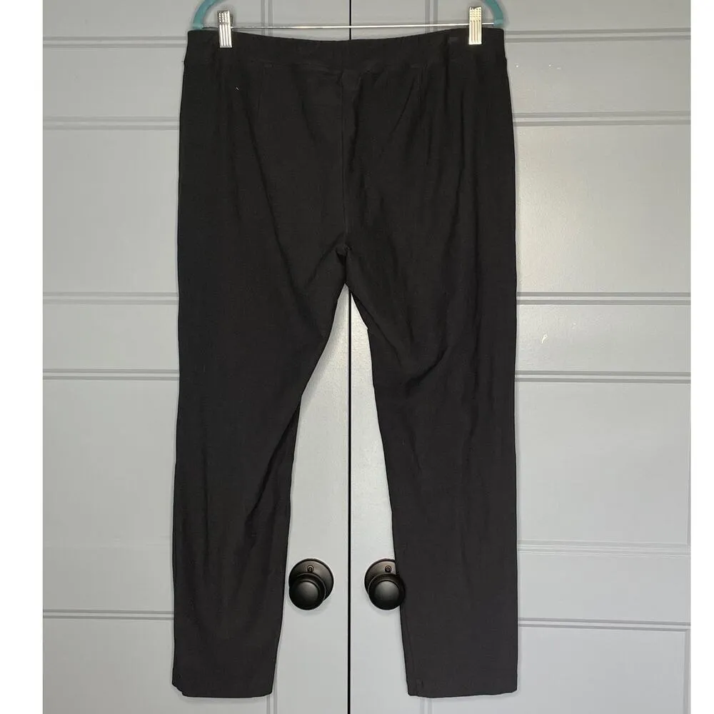 Eileen Fisher Black Charcoal Tapered Leg Pull On Pants  Viscose Blend Size Large - Image 3