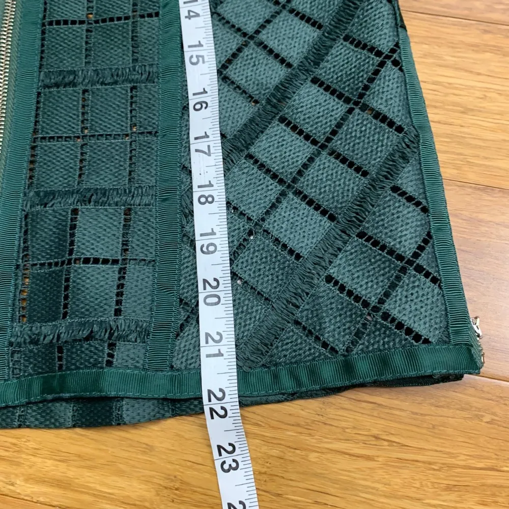 Per Se Jacket Womens Size 2 Emerald Green Italian Lace Diamond Pattern Zip Front - Image 9